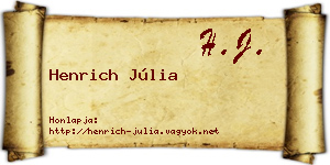 Henrich Júlia névjegykártya